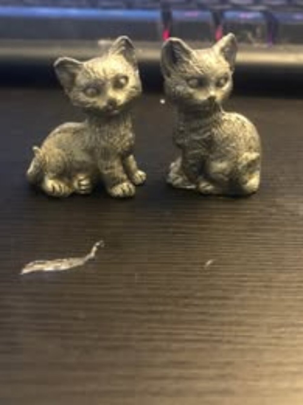 Vintage Pewter Cat Figurines - Set of 2